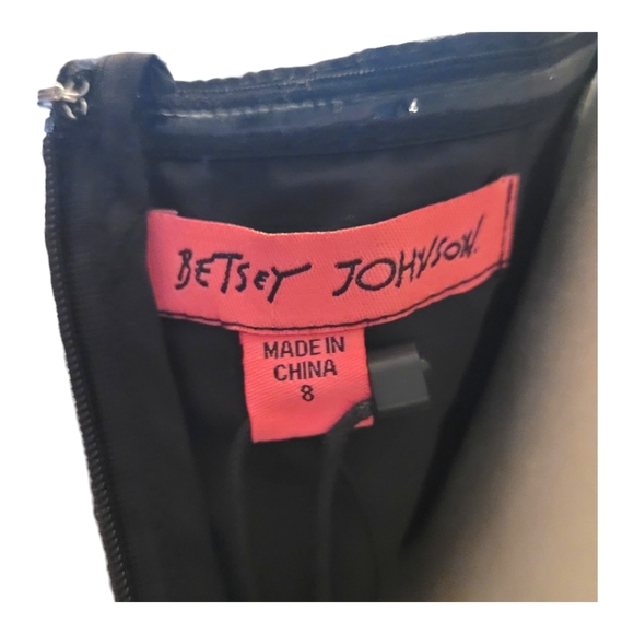 NEW Betsey Johnson Bustier Cup Silver Stars Midi Dress Black Mesh Tiered Size 8 - Picture 12 of 16